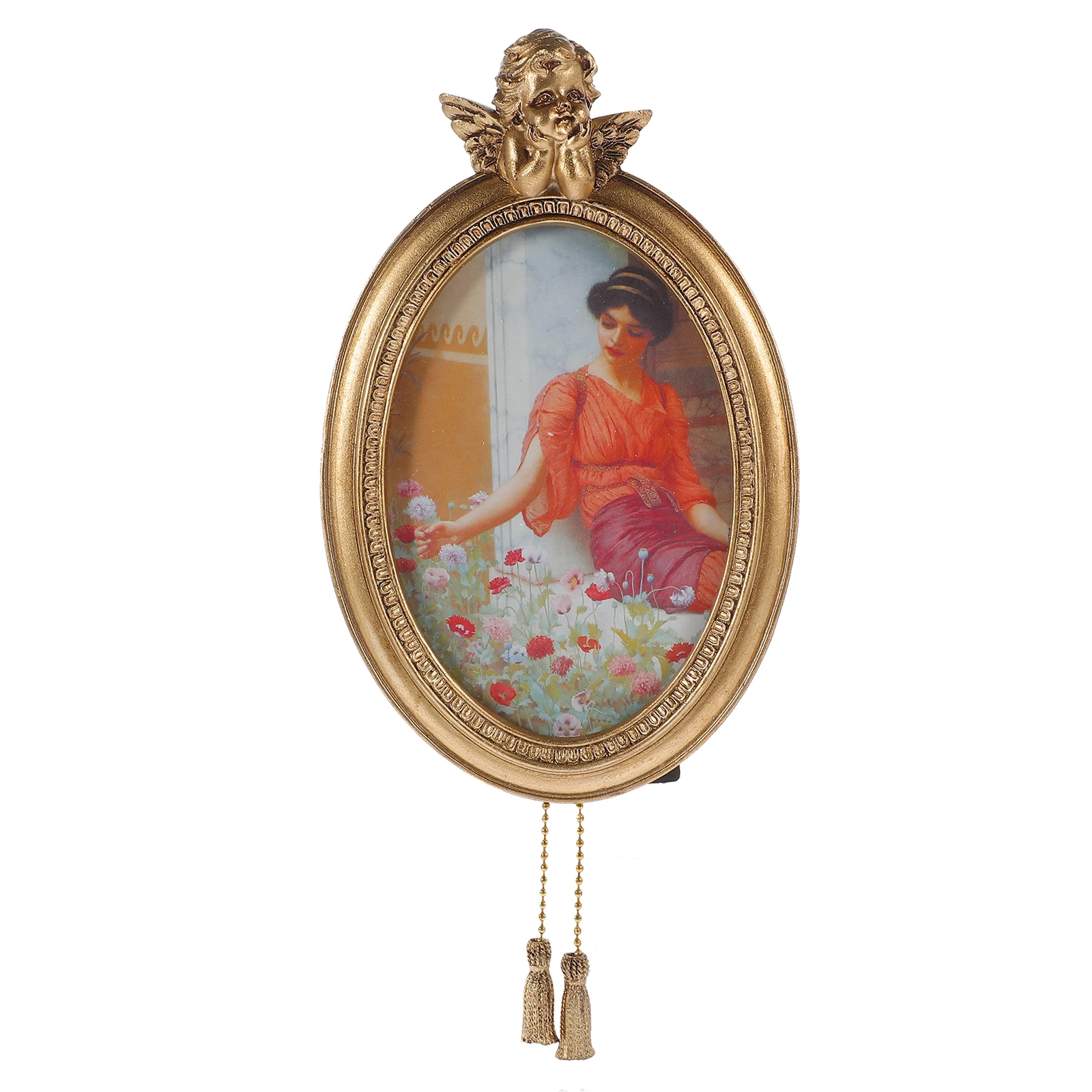 

Retro Photo Frame Vintage European Resin Decorative Bedroom Sitting Room Home Office Oval Family Gift Picture Holder