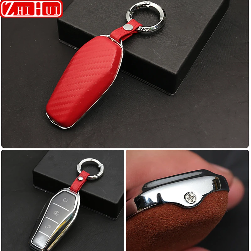 For BYD Atto 3 Yuan Plus 2024 2022 2023 Car Styling Zinc Alloy Key Cover Protective Shell Case Buckle Auto Modified Accessories