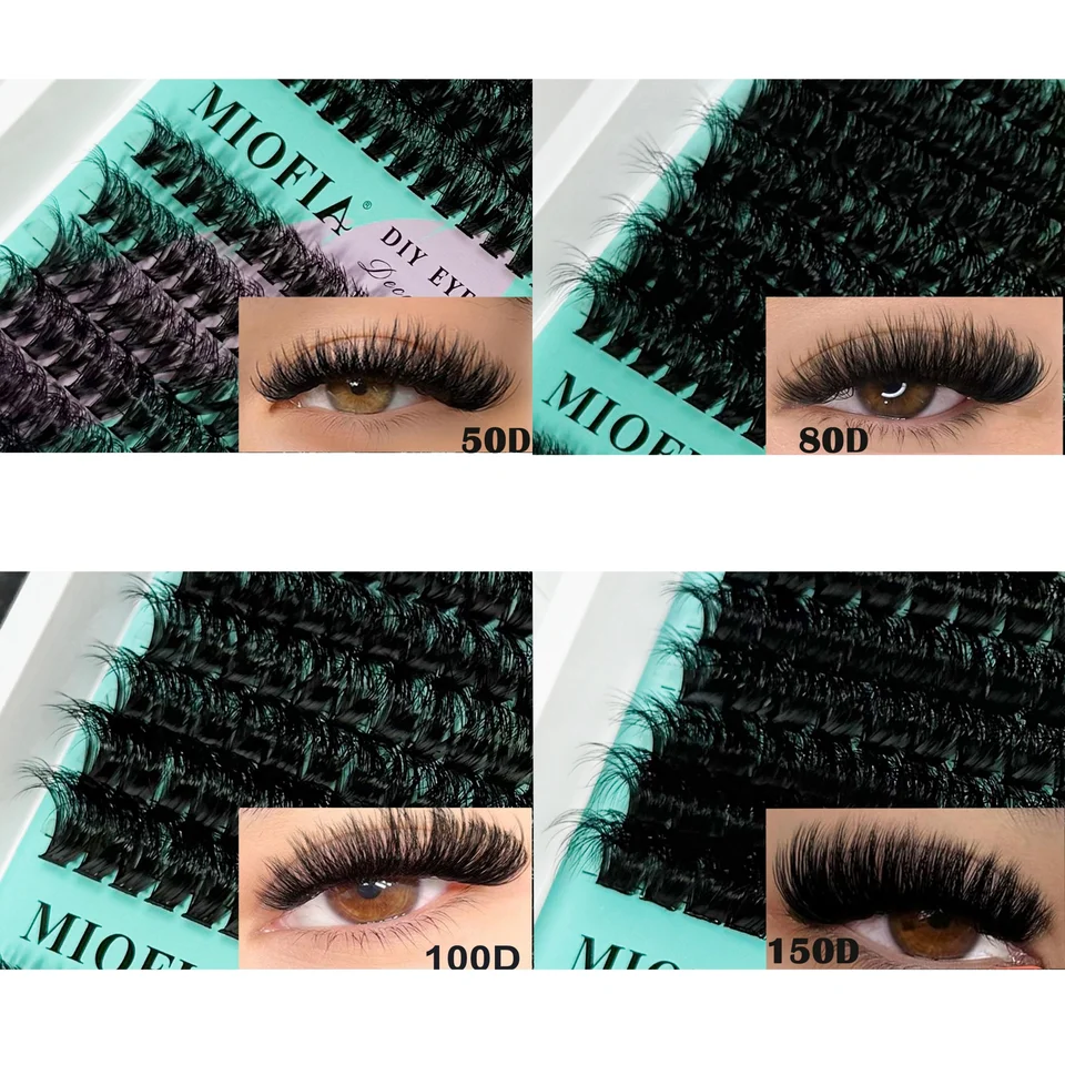 Racimos de pestañas MIOFIA 150D 100D 80D 50D gruesas, bandeja de largos mixtos, extensión DIY natural 3D visón sintético 2