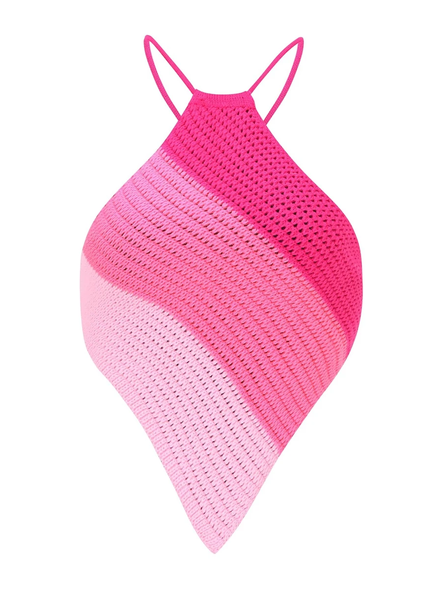 

Женский летний укороченный топ на шнуровке с открытой спиной и асимметричным подолом, вязаный сексуальный укороченный топ, женская сексуальная пляжная майка на шнуровке Y2K