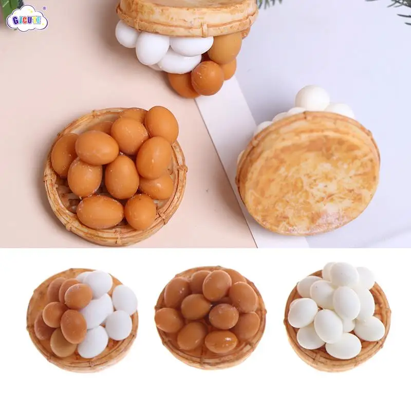 1Set 1:12 Scale Dollhouse Miniature Accessories Kitchen Food Mini Egg With Egg Baskets For Doll House Cooking Game Food