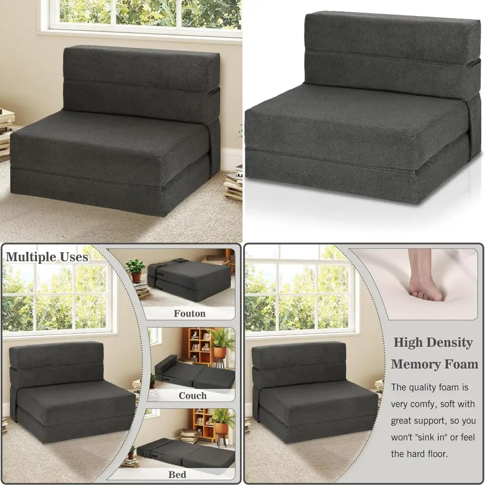 Divano letto convertibile, divano pieghevole per uso a pavimento, poltrona letto futon con supporto per tutore