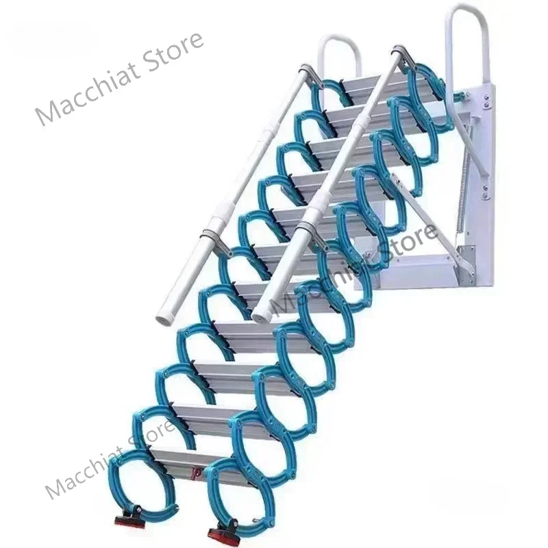 

Modern Carbon Steel Ladders for Home Indoor Outdoor Wall-mounted Folding Step Ladder Space-saving Attic Telescopic Staircase r