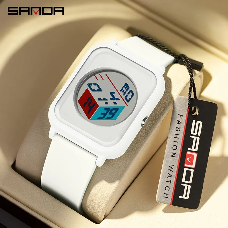 

SANDA Digital Watch Women Top Brand Luxury Sport Chronograph Lady Wristwatch Elegant Waterproof Female Electronic Clock New 6134