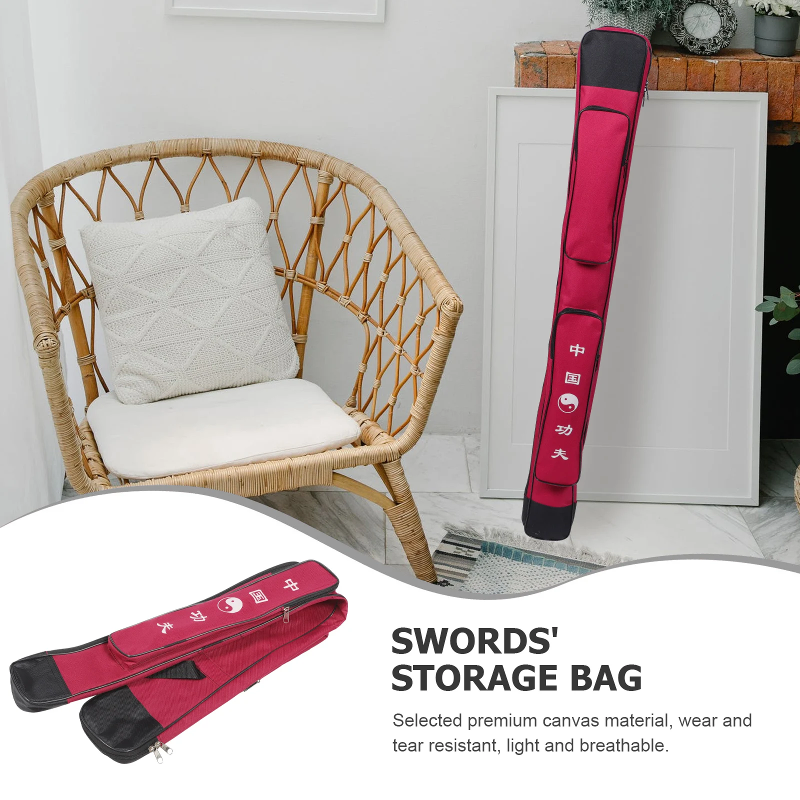 

Canvas Martial Arts Swords Bag Waterproof Storage Cover Thickened Receive Sleeve Lightweight Portable Fitness Bag