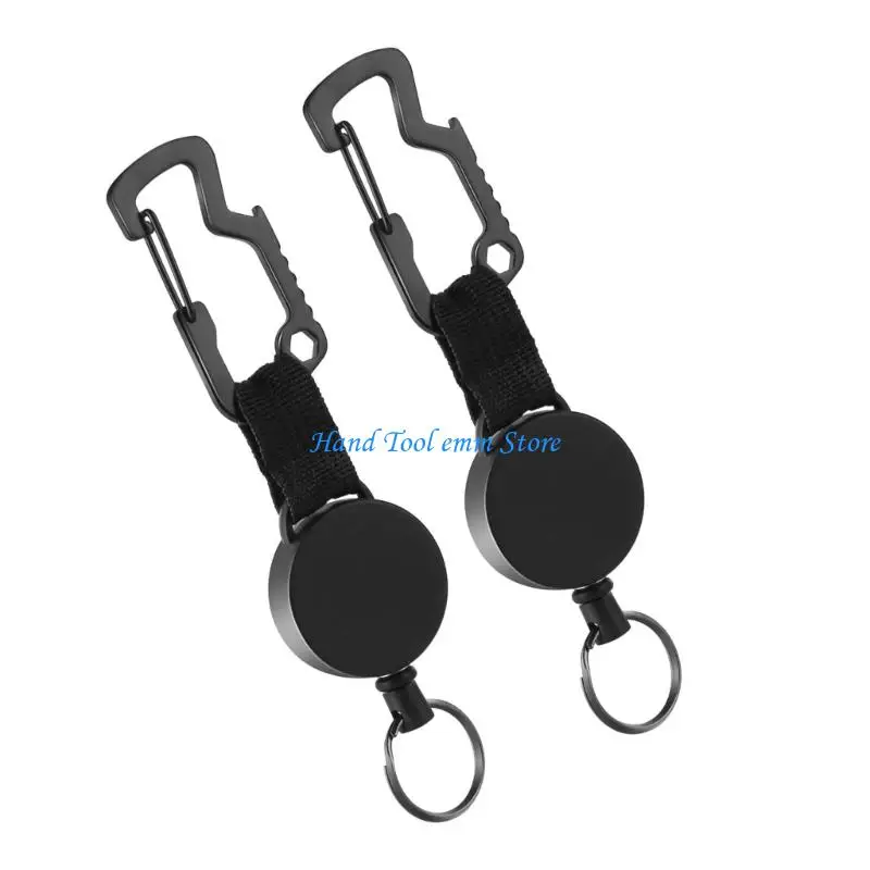 H37F Professional Retractable Keychain Badges Holder With Carabiner and Builtin Bottle Opener for Everyday Carry