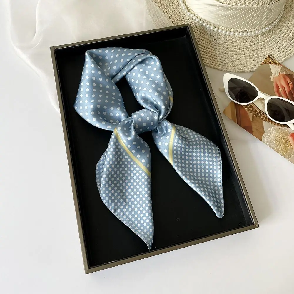 Printed Dot Print Scarf Colorful Y2K Small Square Scarf Geometric Shape Hip Hop Polka Dot Silk Scarf Clothing Accessories
