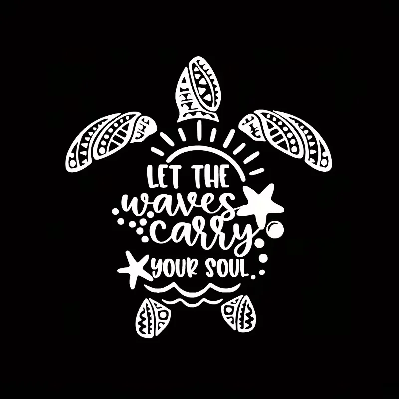 Let The Waves Carry Your Soul Sea Turtle Decal - Single Use Vinyl Sticker for Cars, Laptops, Trucks - Durable Ocean-Inspired Adh