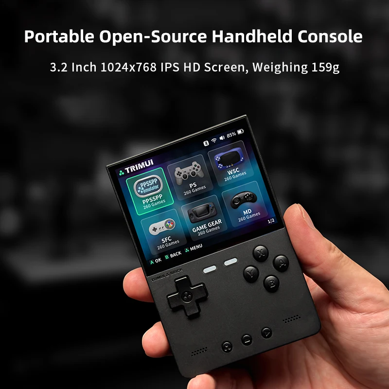 TRIMUI BRICK ريترو وحدة تحكم بجهاز لعب محمول 3.2 بوصة صغيرة محمولة لعبة فيديو لاعب PS محاكي مجاني L1 R1 L2 R2 زر