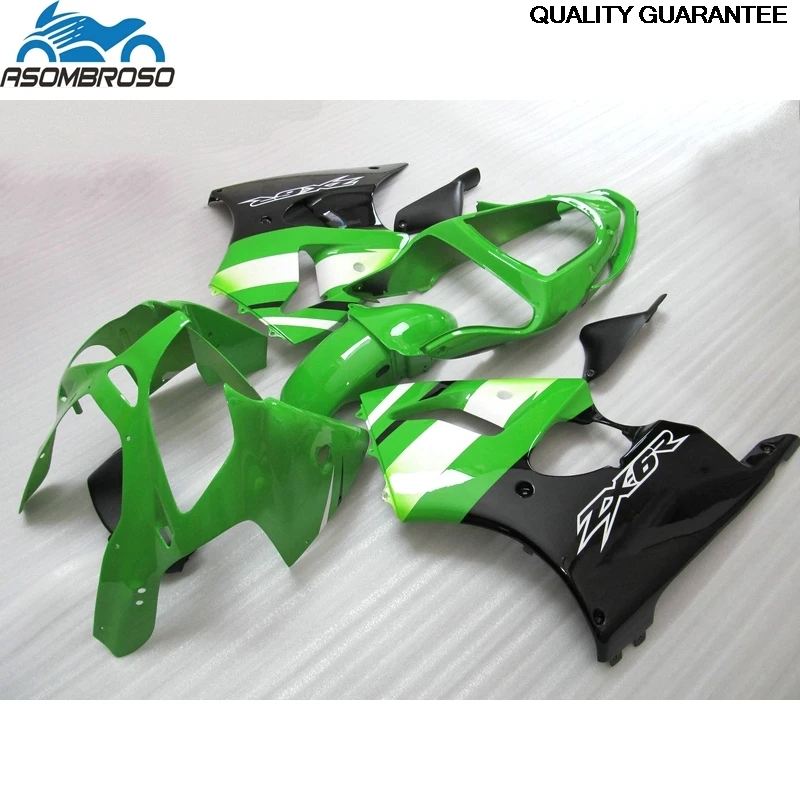 All New Injection Motorcycle for Kawasaki Ninja ZX6R fairing kit 2000 2001 2002 green white black set zx6r 00 01 02 14