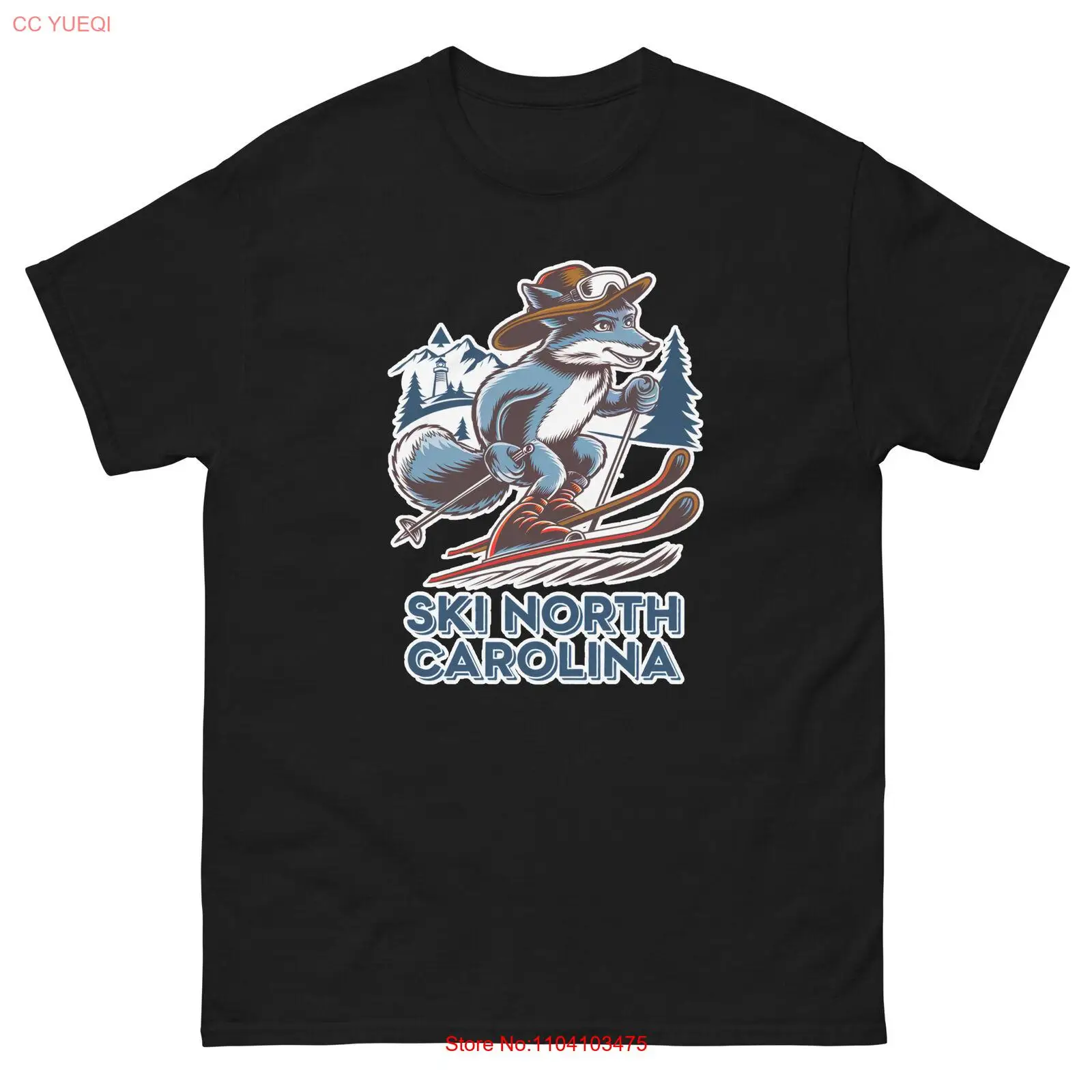 Ski North Carolina Gray Fox Skiing Skier Animal T-Shirt