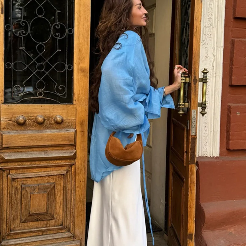 Talenza Jesienne Bluzki Damskie Modne Kołnierzyk Klasyczny Jednolite Kolory Luźny Krój Prześwitujący Kardigan Nowe Modne Koszule Damskie Do Pracy