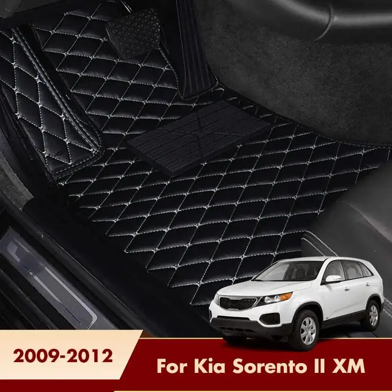 LHD Car Floor Mat Trunk Mat For Kia Sorento II XM 5 Seater 2012 2011 2010 2009 Leather Car Carpet Auto Interior Accessories