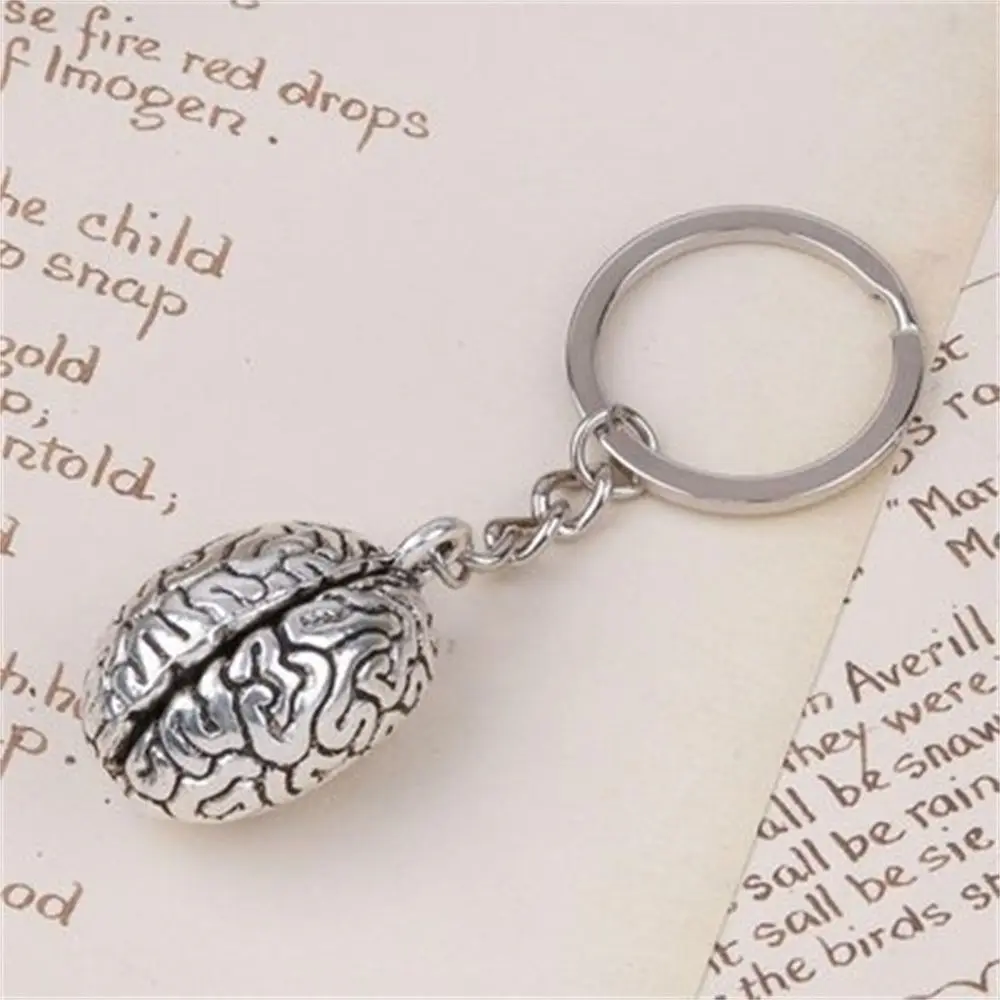 Jewelry Collection Halloween Jewelry Anatomical Bag Pendant Bag Hanger 3D Keychain Human Cerebrum Keyring Brain Key Holder