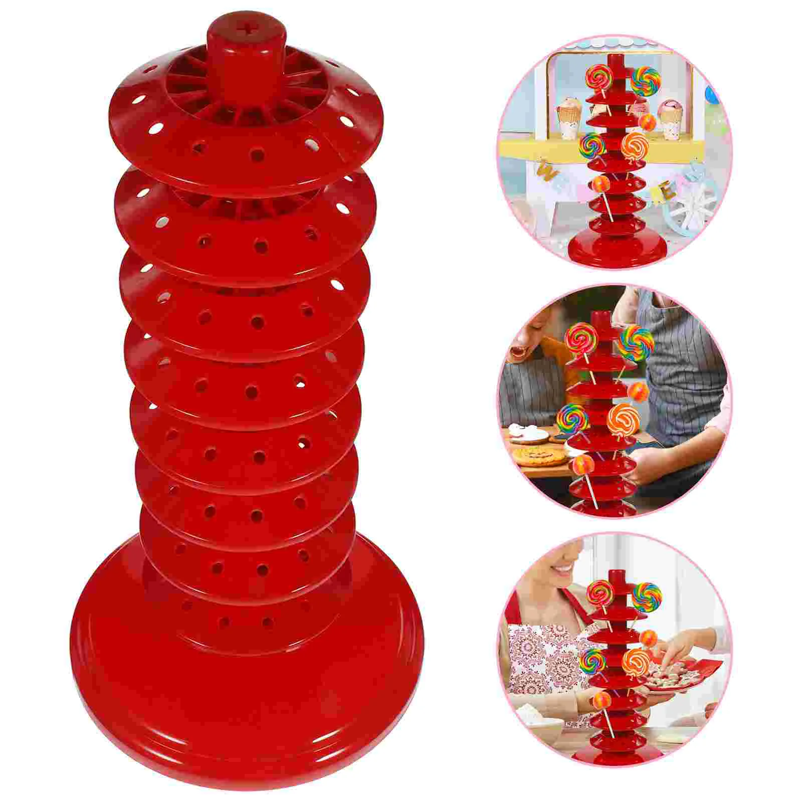 

1PC Red 8 Layer Lollipop Display Stand Cake Pops Holder Candy Holder Rack Decorative Tabletop Stand Mini Model Decoration