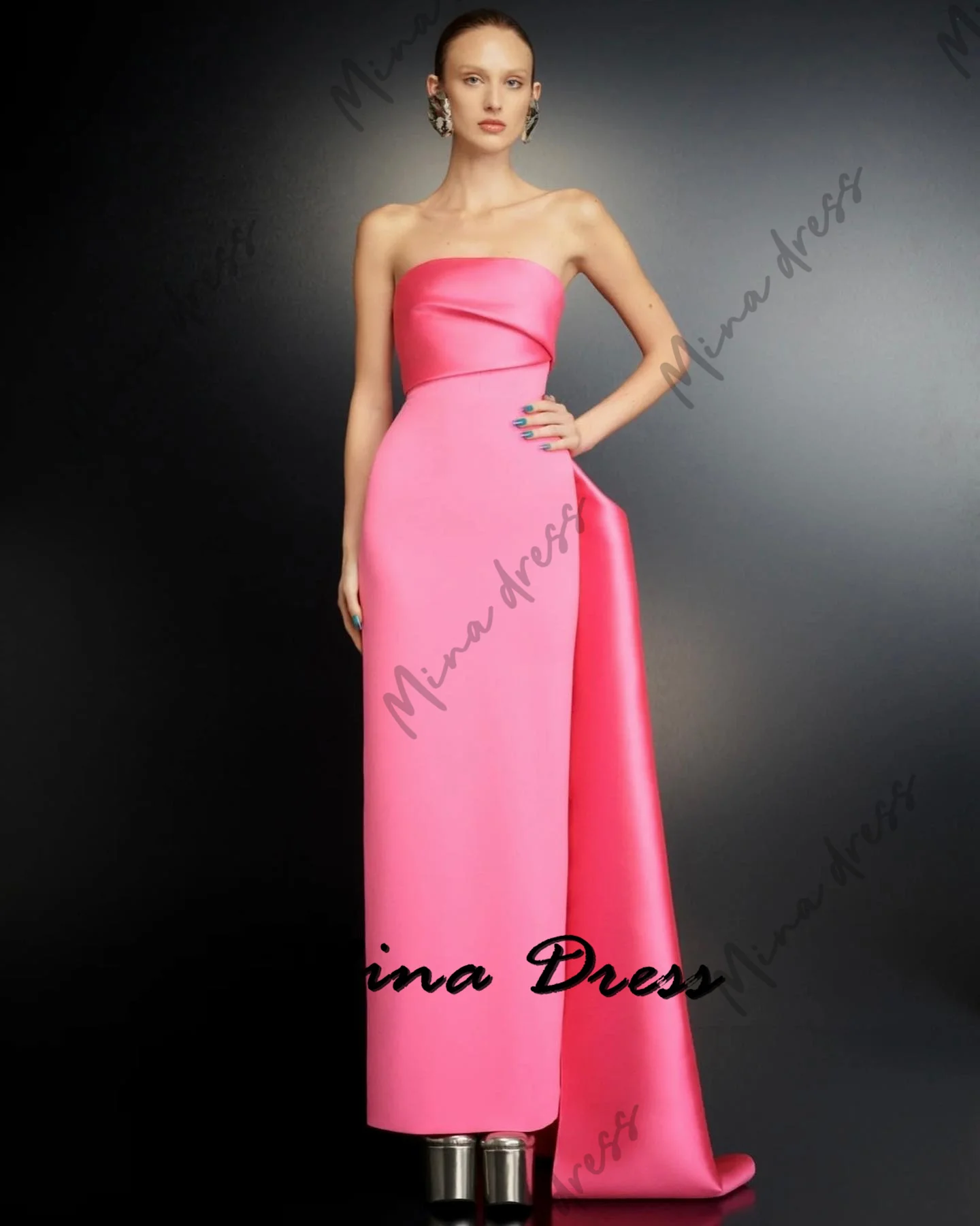 

Mina Customized Back Slit Dresses Gala Dresses Woman 2024 for Party Tube Top Backless Sleeveless Trailing. Strapless Ball Gowns