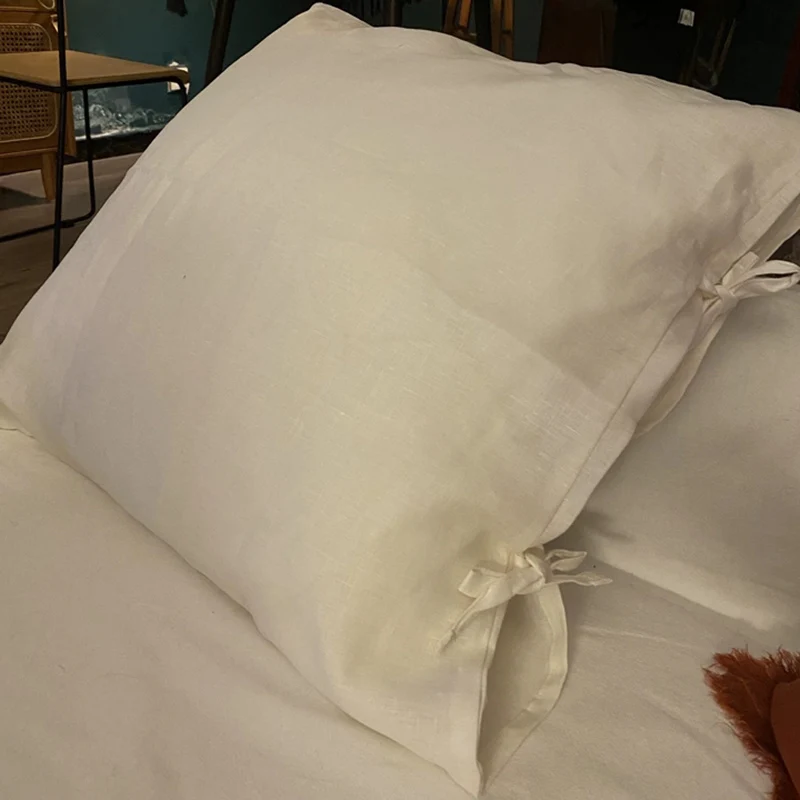 

Solid Color Pillow Cover 100% Linen Sofa Waist Pillowcase Living Room Bed Chair Home Decor Without Core Cushion Cover Washable