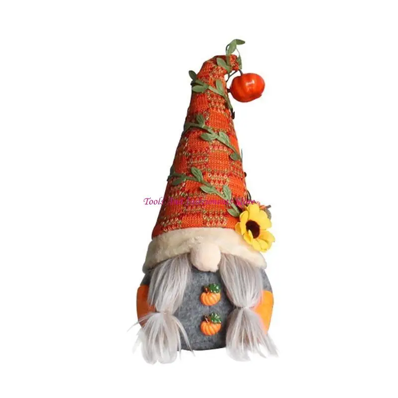 Fall Gnome Pumpkin ทานตะวันสวีเดน Nisse Tomte Elf เครื่องประดับหรูหราแคระสำหรับคริสต์มาสฤดูใบไม้ร่วงวันขอบคุณพระเจ้าตกแต่งบ้าน