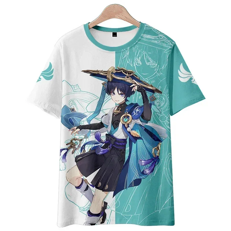 

Новая футболка для косплея Genshin Impact Wanderer, унисекс, полиэстеровые топы с короткими рукавами и 3D принтом, модная футболка5;c, 6's.2;b'8,