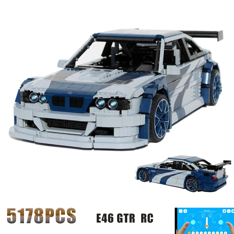 

2023 New 5178PCS M3 E46 GTR Most Wanted - RC Supercar Model Buiding Kit Block Self-locking Bricks Birthday Gift