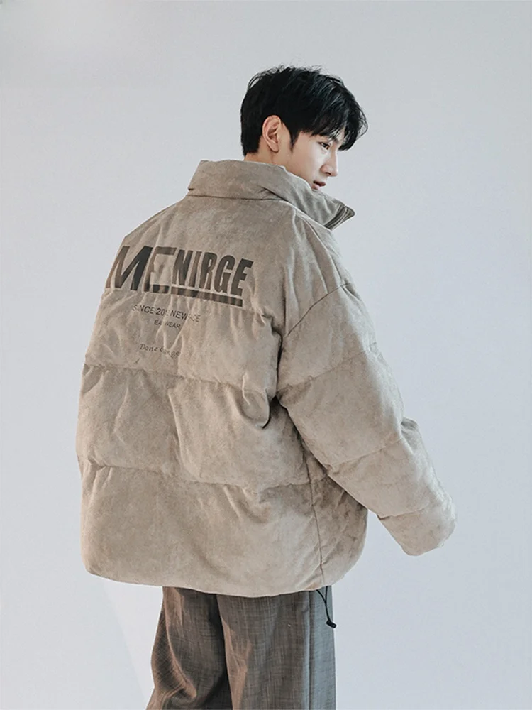 

Wassup Happy Men's Suede Cotton Jaet Winter Warm Bread Sle Loose Fit Couple's Thermal Cotton Coat Youth Faion Trend