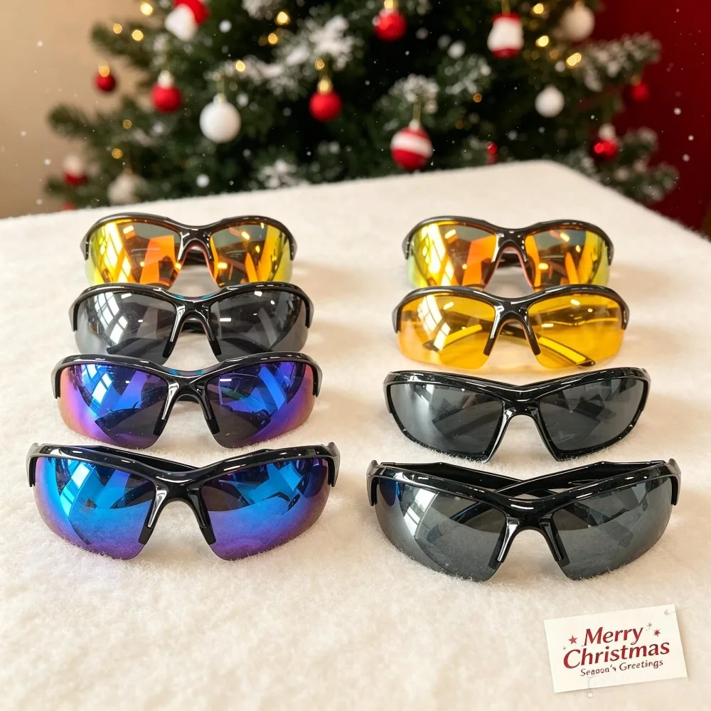 8 Pairs of Male and Female Polarized Sports Sunglasses, Half-Frame Driving, Cycling, Running, Fishing, Outdoor Sports, Party Glasses, Multi-Colored Lenses, Random Colors, Recommended Christmas and Halloween Gifts