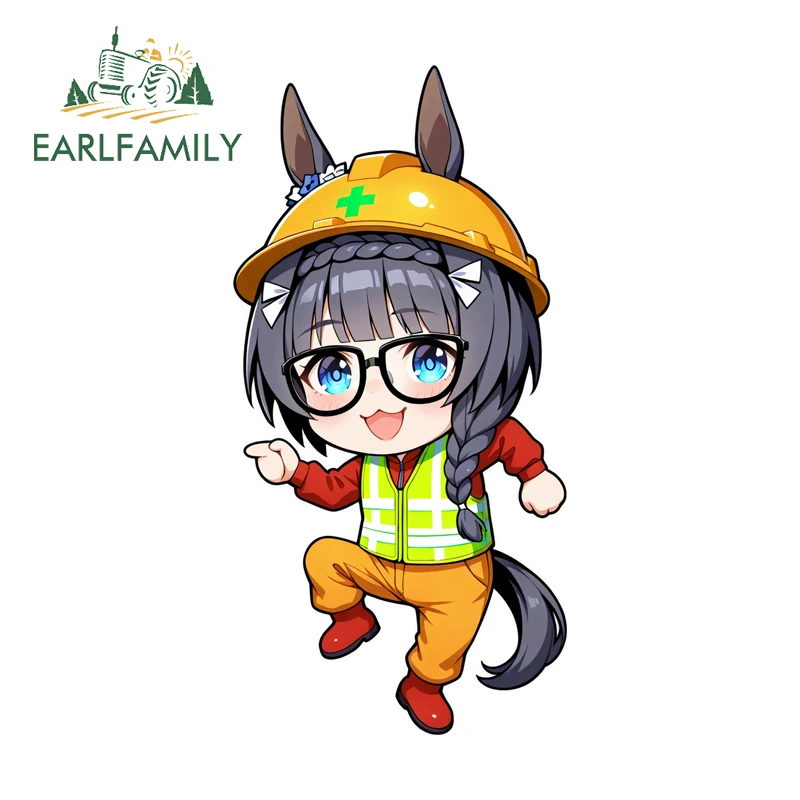 

EARLFAMILY Chibi Loli Welder Car Sticker Kawaii Game Character Toolbox PVC Decal Interesting Scratch-Proof Exterior Accessories