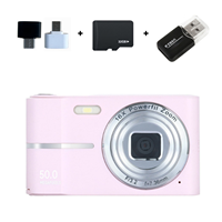 32 GB Digital Camera with USB Reader + Android Adapter, 50 MP 16X Zoom and 1080P Video Recording for Beginners Pink
