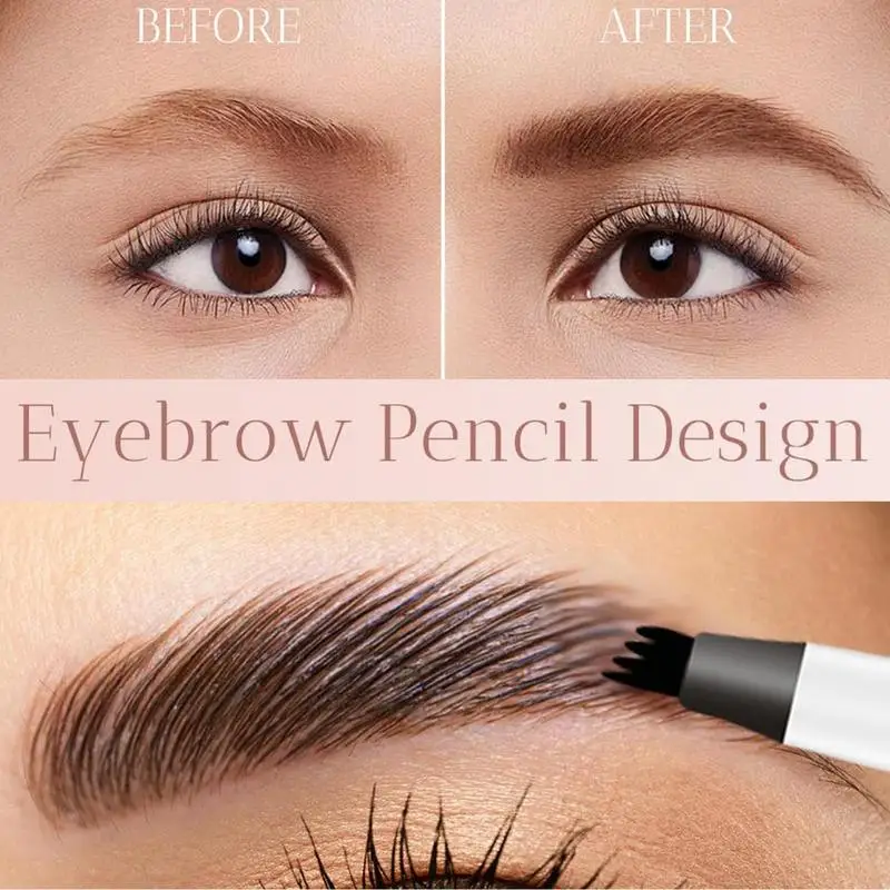 black brown Eyebrow Pen 4 Head Eyebrow Marker Pencil Microblading Eyebrow Pen Waterproof 4 Forks Tip Liquid Eyebrow Pencil