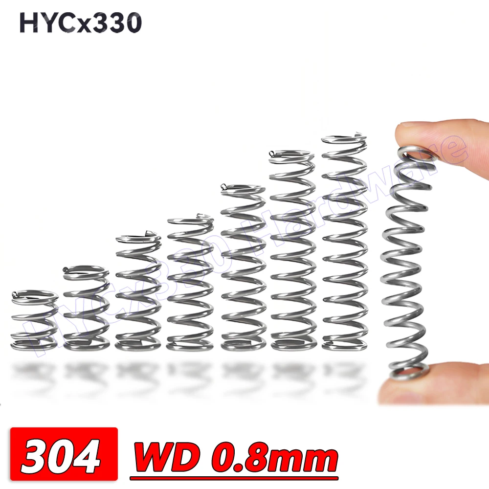 Wire Diameter 0.8mm Compression Springs 304 Stainless Steel Pressure Spring Outer Diameter 4mm to 15mm Length 5mm to 300mm