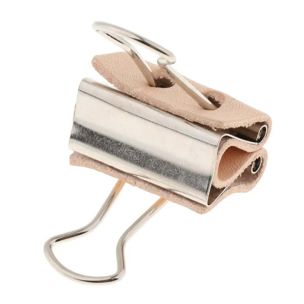 Mini Binder Clips Stainless Steel with PU Leather DIY Leather