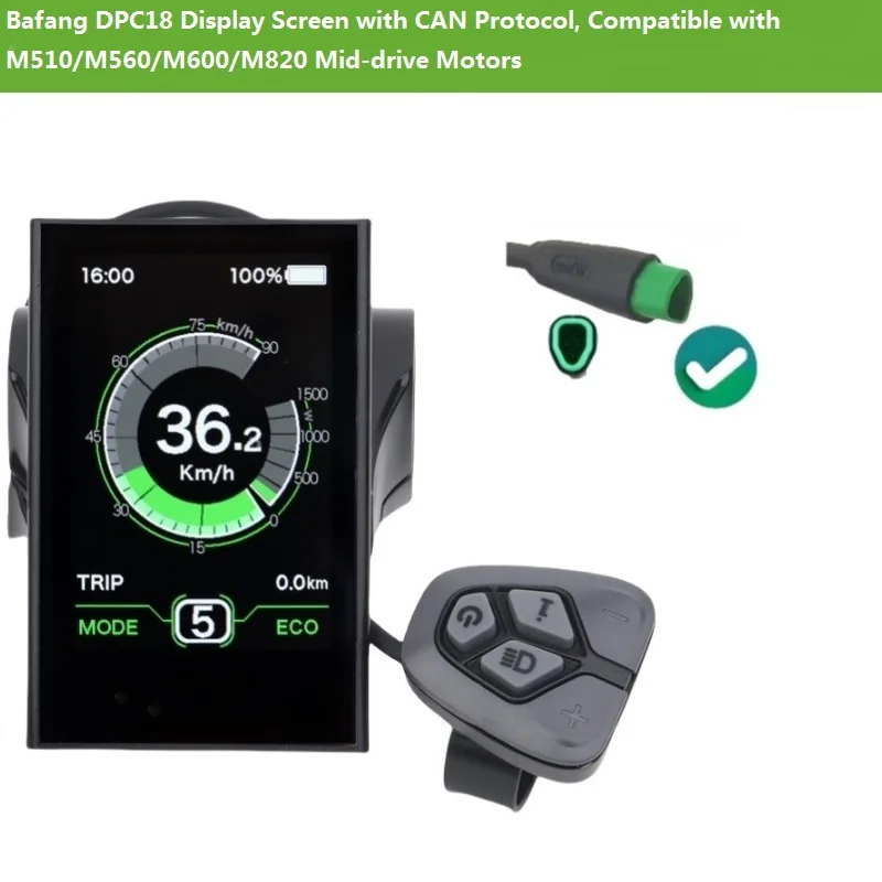

Bafang DPC18 CAN Display - Triangle Connector, Fits M510/M560/M600/M820 Mid-drive Motors