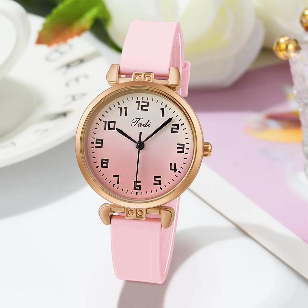 Fashion Gradient Literal Silicone Women Quartz Watch Student Watch