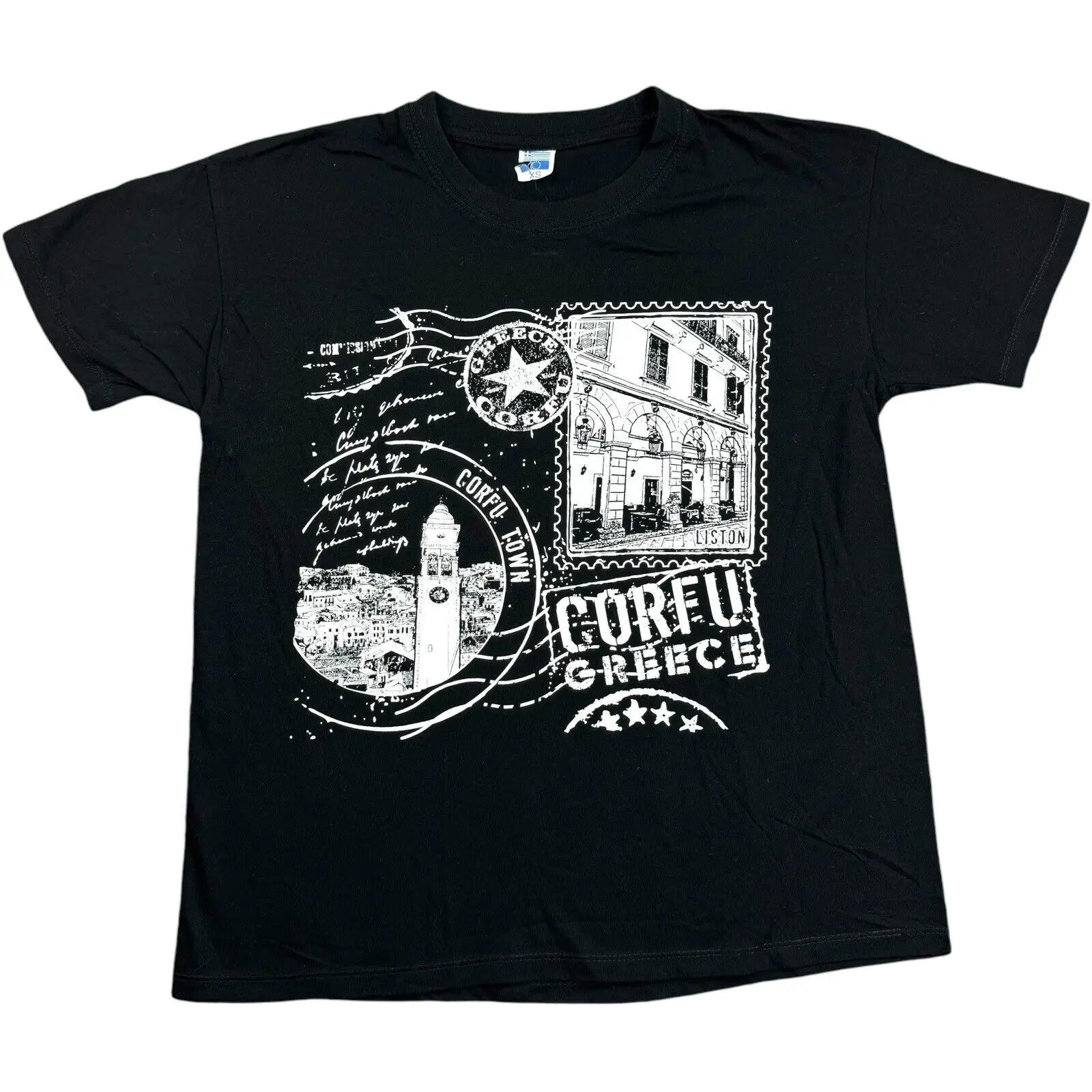 Greece Corfu T Shirt Small Black Holiday T Shirt Summer Tourist Souvenier Tee