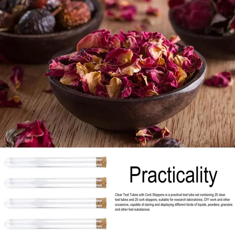 Test Tube With Cork Stoppers Storage Good Seal Spice Container Plant Propagation Tube Scientific Test Tube Lab Test Tubes For