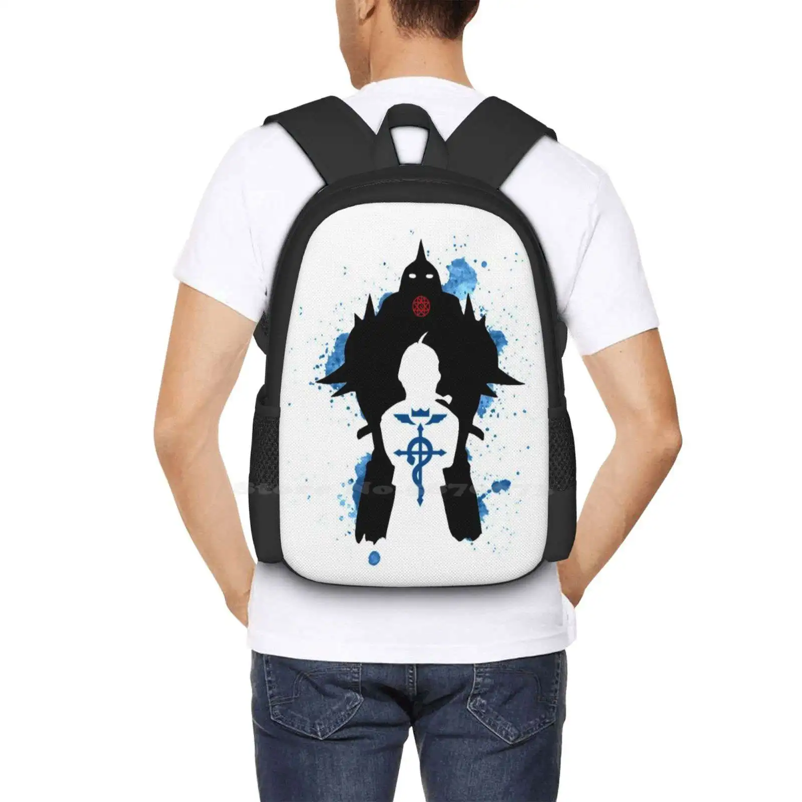 Mochila Fullmetal Alchemist Anime Fma Fullmetal Alchemist Brotherhood Alchemy Manga Alphonse Elric, gran oferta, bolsos de moda