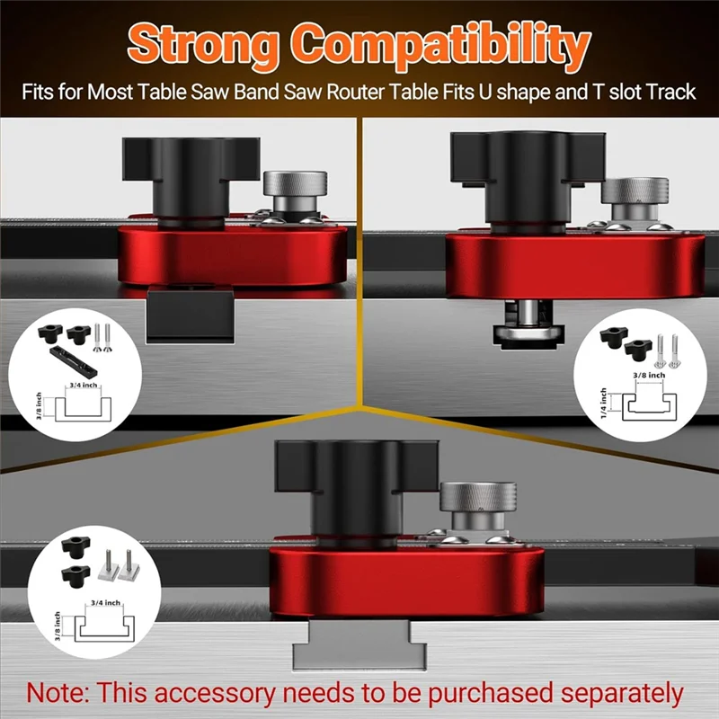 PORK-Thin Rip Table Saw Jig Thin Rip Guide Fortable Saw For3/8" X 3/4" U Slot And1/4" X 3/8" T Slot