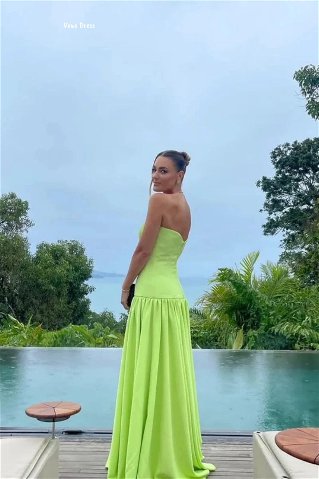 Vows ชุดราตรีสตรี 2025 ชีฟอง Elegant ชุดสตรีสําหรับงานแต่งงาน CUSTOM Made สาย Piglet Breast Ball Gowns พรหม