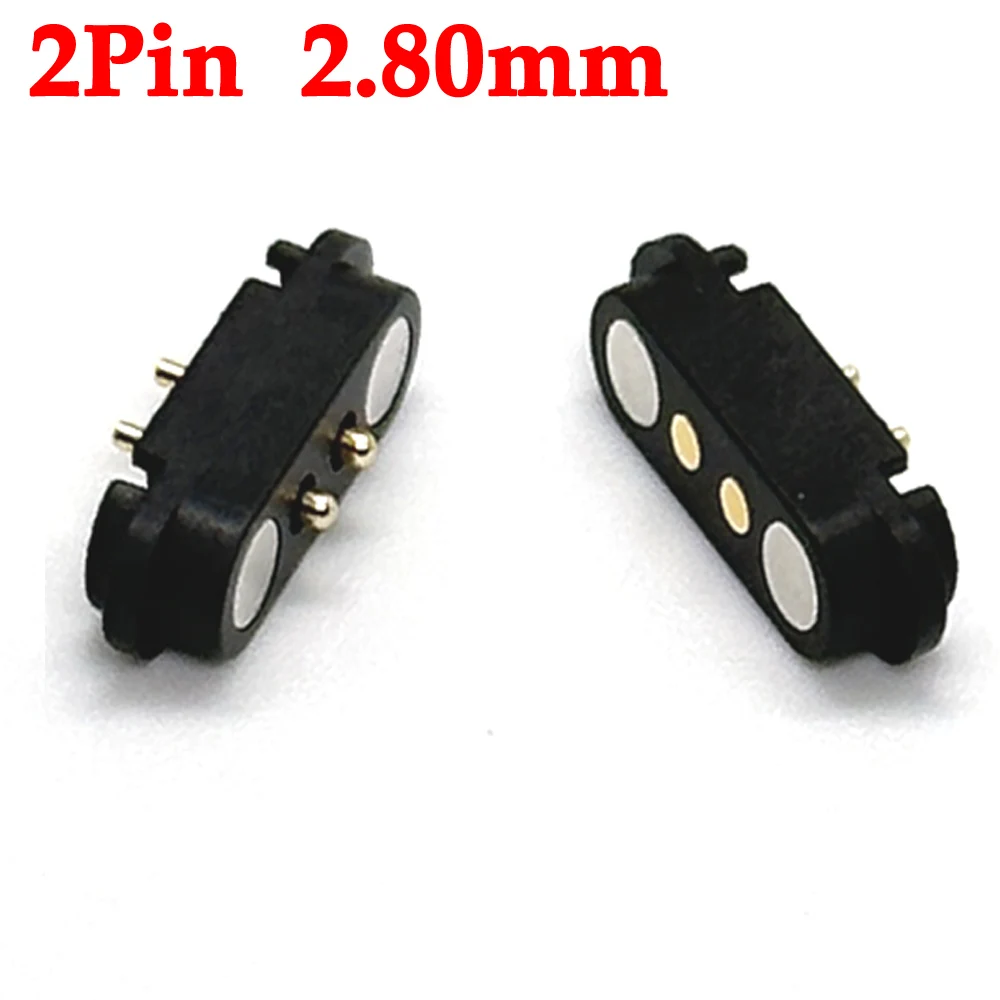 1sets 2A 2Pin Waterproof DC Magnetic Pogo Pin Connector Male Female Spacing 2.80mm Spring Loaded DC Power Socket