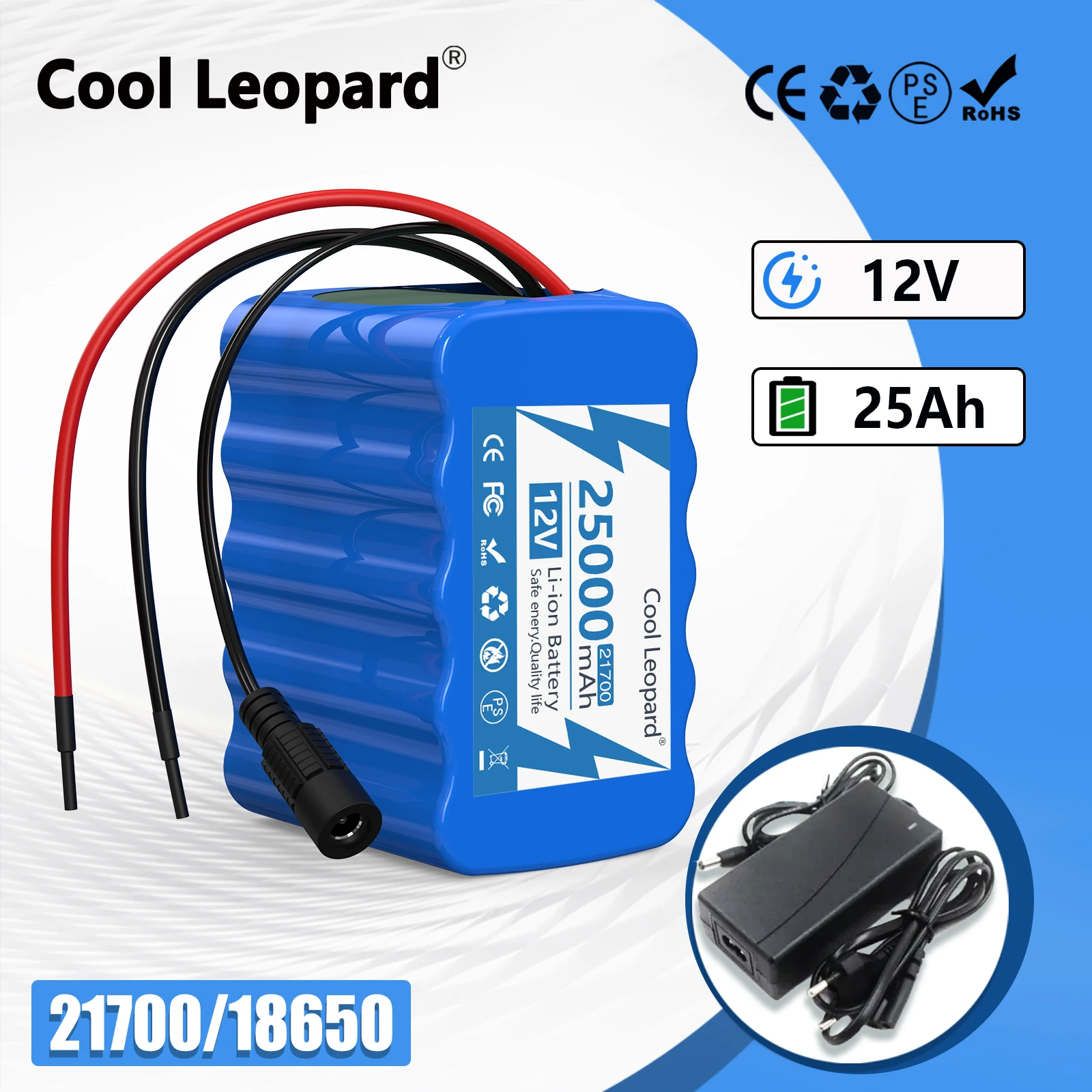 

12V 20Ah 18650/21700 3S5P Lithium Battery Pack Rechargeable Battery With BMS Charger For Fishing Bicycle Large Capacity Battery