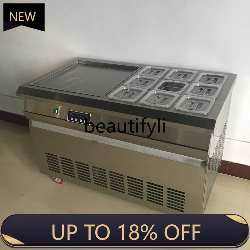 Z189 Intelligent Large Square Pot with Nine Buckets Ice Cream Fryer Thai Ice Cream Roll Yogurt Fryer Machine