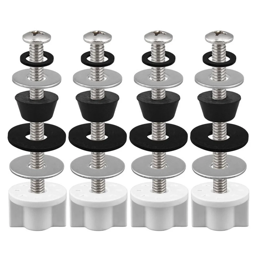 Stainless steel toilet hinge screw set 4 pcs for seat replacement designed for wear resistance and easier cleaning over time
