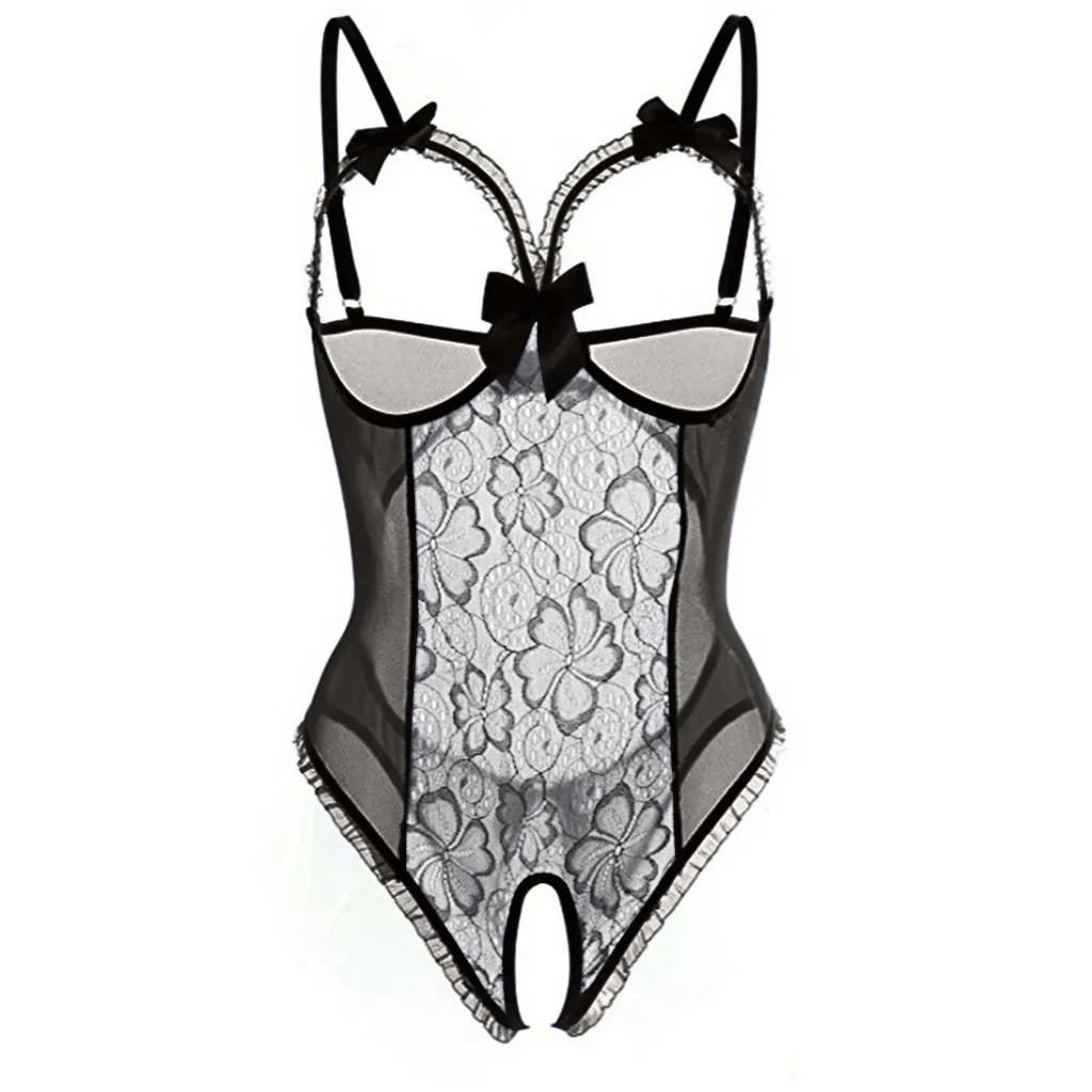 Black Bodysuit For Women Underwear Outfit Dress Bow Costume
