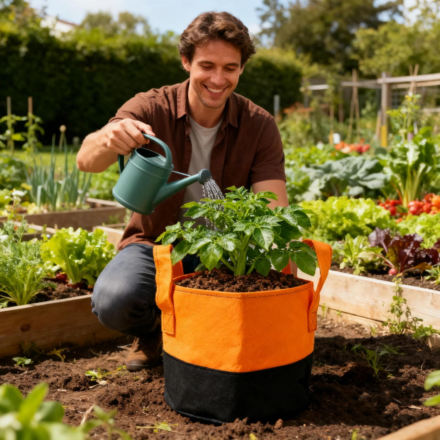 أوعية زراعة هوائية سعة 5/7 جالون، قماش ممتاز غير منسوج بمقابض معززة، مزارعات متعددة الأغراض لزراعة الخضروات #5