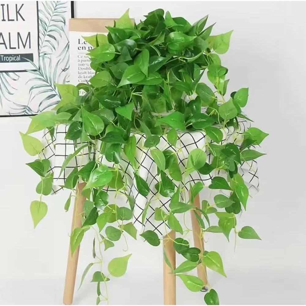 

Artificial Potted Plant Faux Ivy Vine Plant Hanging Plant Pothos for Home Office Indoor Outdoor Garden Decor (No Baskets)