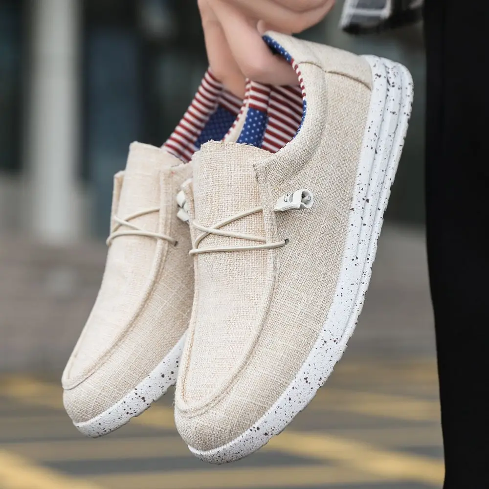 

Man casual espadrilles breathable boat shoes New anti odor linen dress shoes for men slip on versatile sneakers lace up loafers