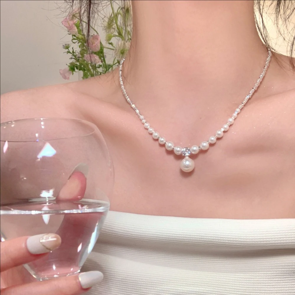 Broken Silvery Pearl Necklace Design Advanced Sense Simple Temperament Collarbone Chain Women Exquisite Choker