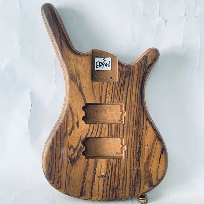 

EB946 Natural Solid Africa Redwood With Solid Zebra Wood Electric Bass Body Right Hand for Replace and DIY Active Pickups