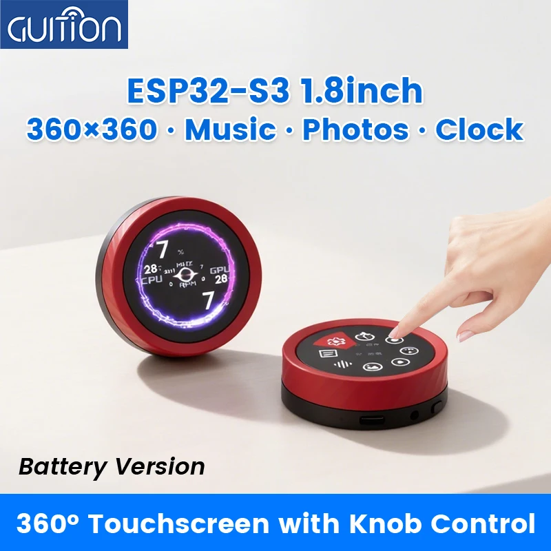 ترقية سطح المكتب الخاص بك! شاشة ثانوية قابلة للبرمجة DIY مع مقبض - شاشة ESP32-S3 مقاس 1.85 بوصة للتحكم في مستوى صوت الكمبيوتر، وضرائط النظام