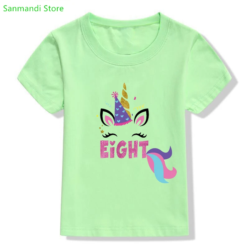 New Kawaii Children Clothing Golden Unicorn Graphic Print T Shirt Girls Birthday Gift Tshirt Kids Clothes  Shirt Summer Tops